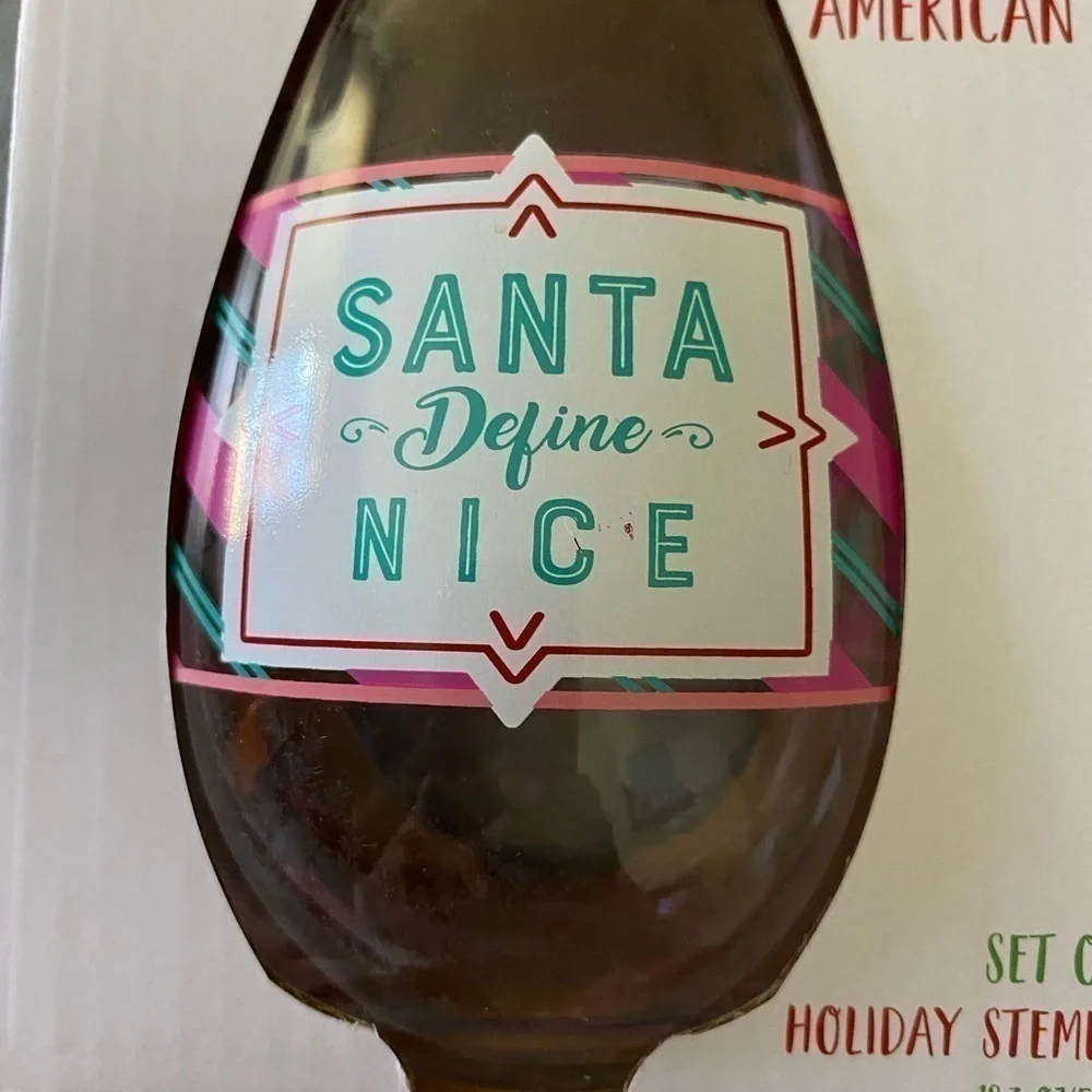 NWT-AMERICAN ATELIER-TWO HOLIDAY STEMLESS WINE  GLASSES